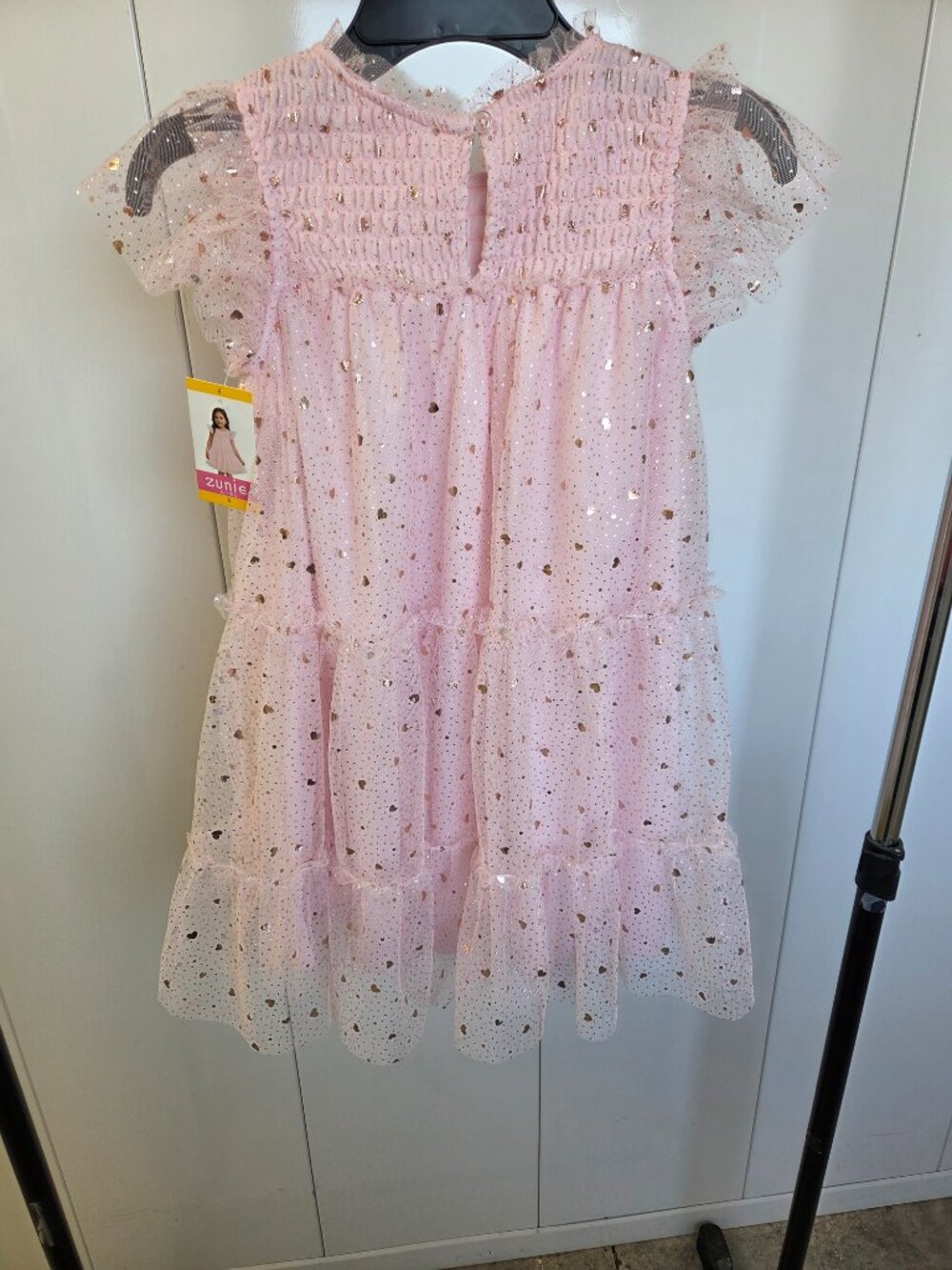 Zunie Girls Pink Glitter Heart Tulle Dress Size 6 Princess Party Dress NWT - Picture 3 of 5